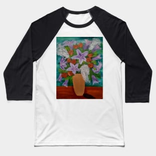 Some mixed flowers in a gold vase Baseball T-Shirt